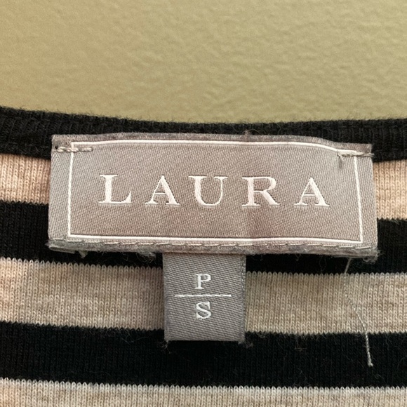 Laura Striped Top with Button Accents and 3/4 length sleeves. - Picture 2 of 5